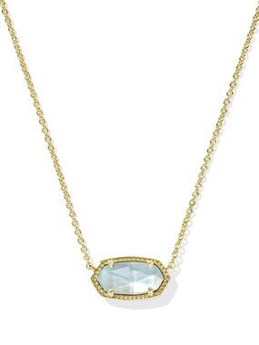 Elisa Gold Pendant Necklace in Light Blue Illusion